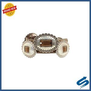 Leather Belt with Silver Conchos, Western Style, Size M/XL